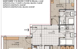 Design Funcțional: 3 Camere, 2 Băi și Balcon | Direct Dezvoltator - Poză 3