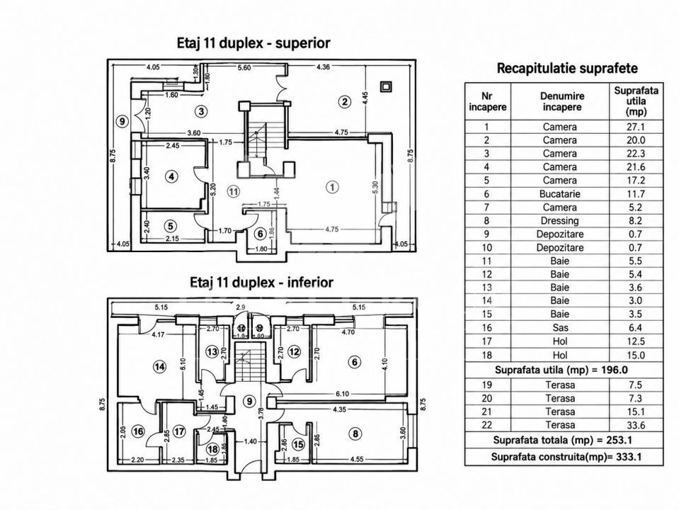 Penthouse tip Duplex Aviatiei | 196mp utili + 64mp Terase | 3 Locuri Parcare - Schiță 37