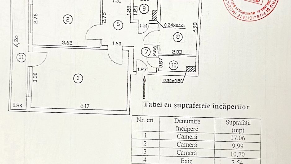 3 camere decomandate | 65 mp | Huedin – Brâncoveanu | Etaj 5 | 1977 - Schiță 11