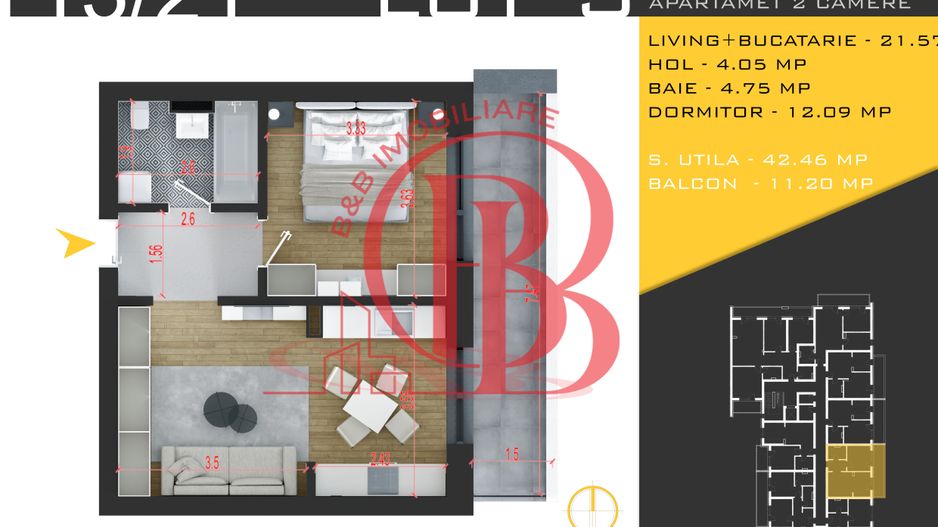 2 camere Titan Pallady Metrou Nicolae Teclu Comision 0 - Schiță 10