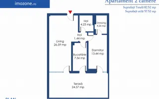 Complex Gran Via Park - 2 Camere Premium 57 mp + Terasă 25 mp, Parcare Subterană - Schiță 18