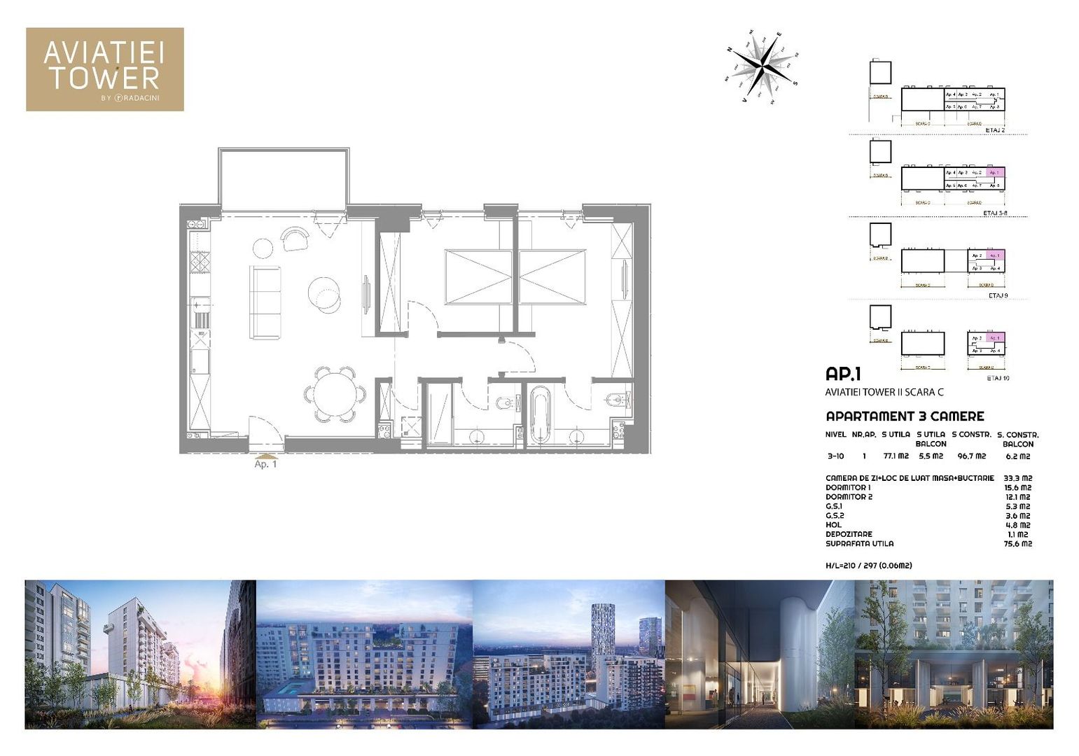 Apartament superb 3 camere I Aviatiei Tower Faza II - Poză 2