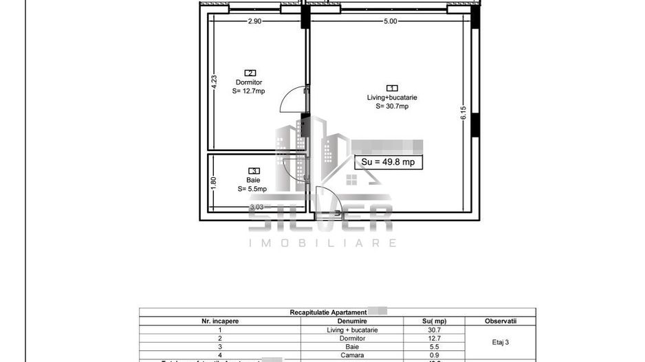 Apartament cu 2 camere/50 mp/imobil calitativ/CF. - Poză 6