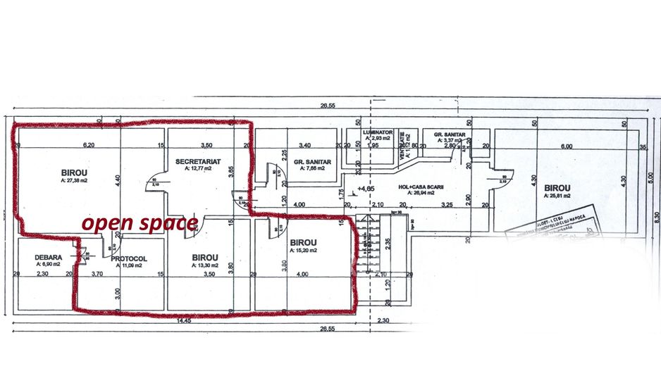 Spatiu comercial 230mp - 2 niveluri - zona Tribunal - Semicentral - Schiță 9
