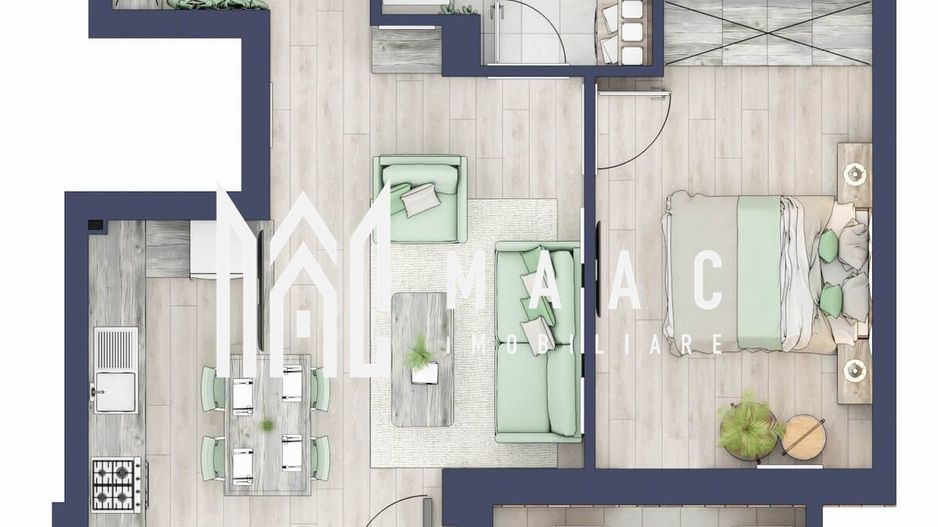 Apartament 2 camere | Etaj 3 | Balcon 10.3 mp | Turnisor - Poză 1