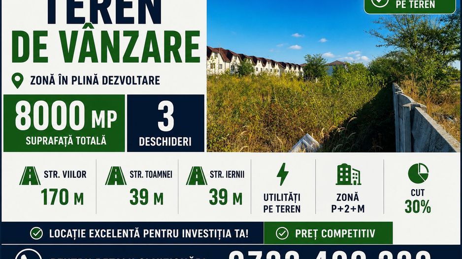 Teren premium pentru dezvoltatori – 3 deschideri, utilități pe teren - Poză 1