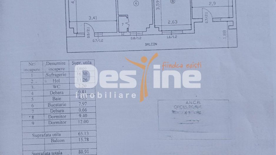 Podu de Fier - Apartament 3 camere decomandat 80,91 mp - Schiță 12