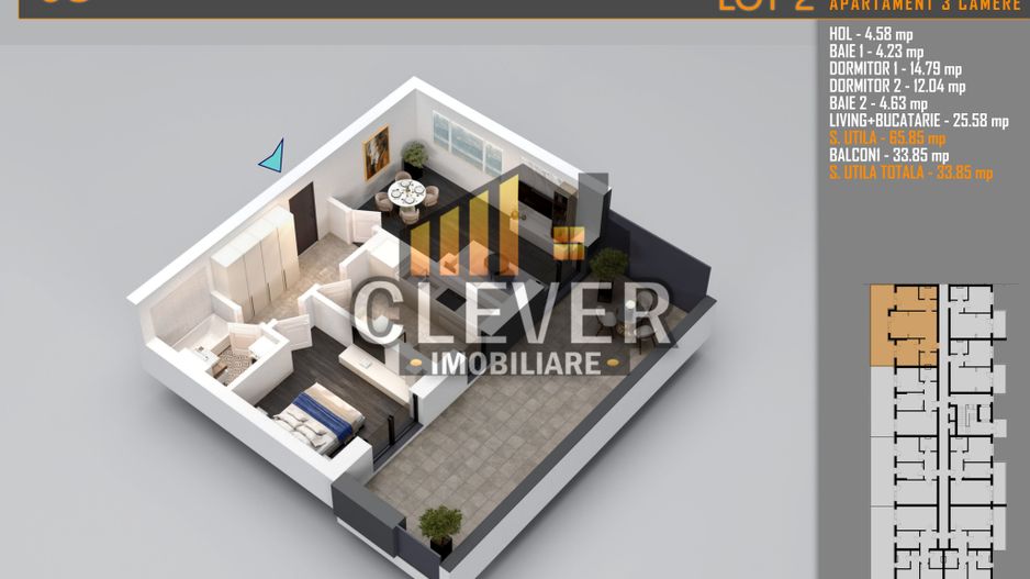 Apartament 2 Camere cu terasa de 32 mp și Comision 0%, Pallady - Schiță 8