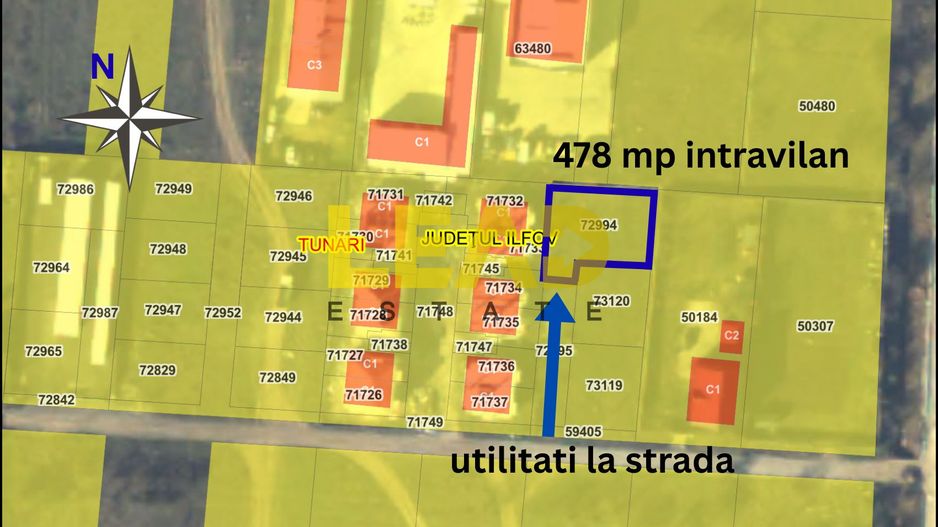Vanzare Teren Construibil, Intravilan, CU,  478 mp - Tunari! Comision 0% - Poză 3