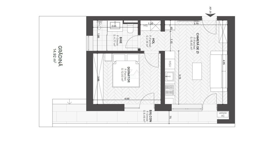 Bloc la asfalt. Gradina 15 mp. Loc de parcare. - Poză 5