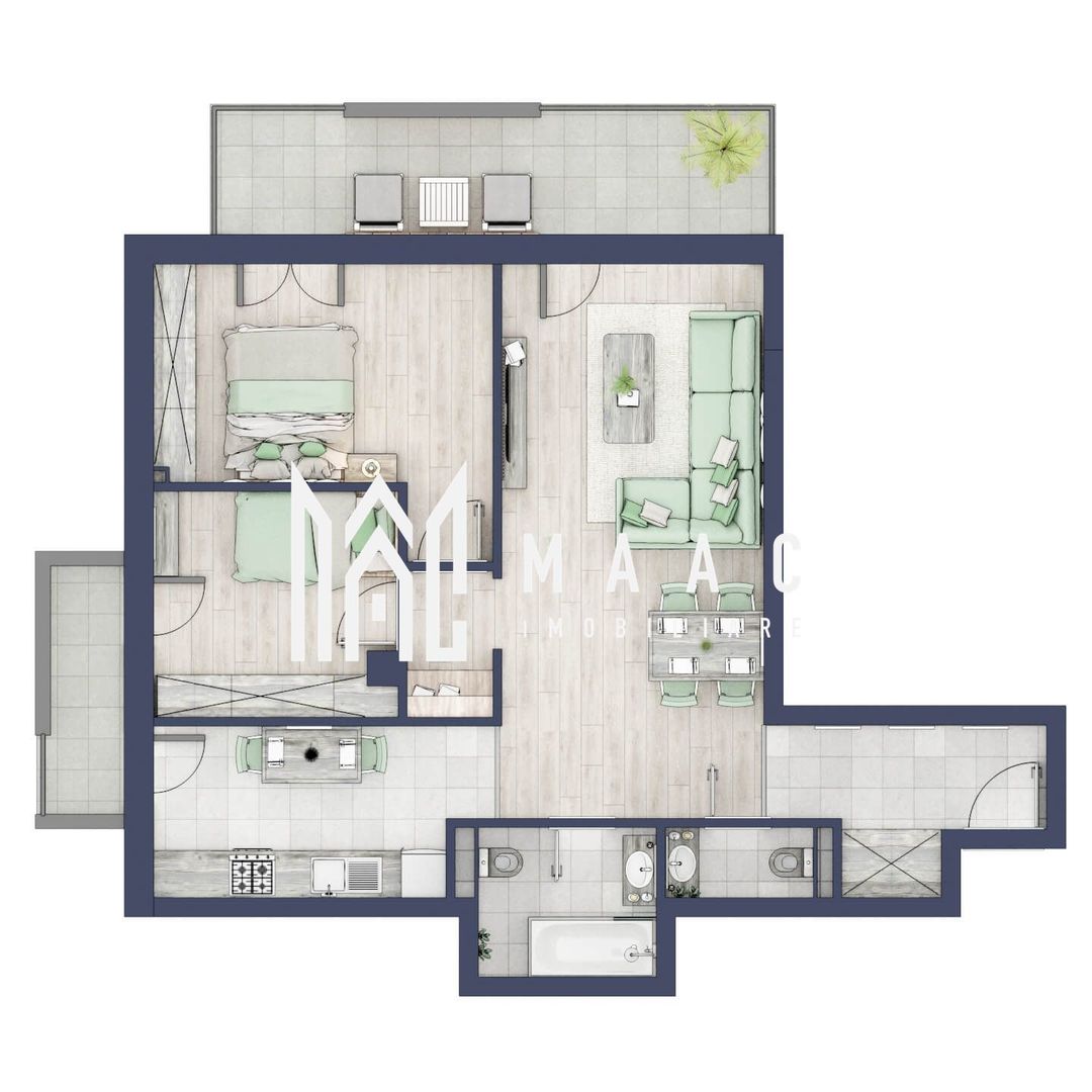 Apartament 3 camere | Balcoane 15.1 mp | Etaj 1 | Turnisor - Poză 1