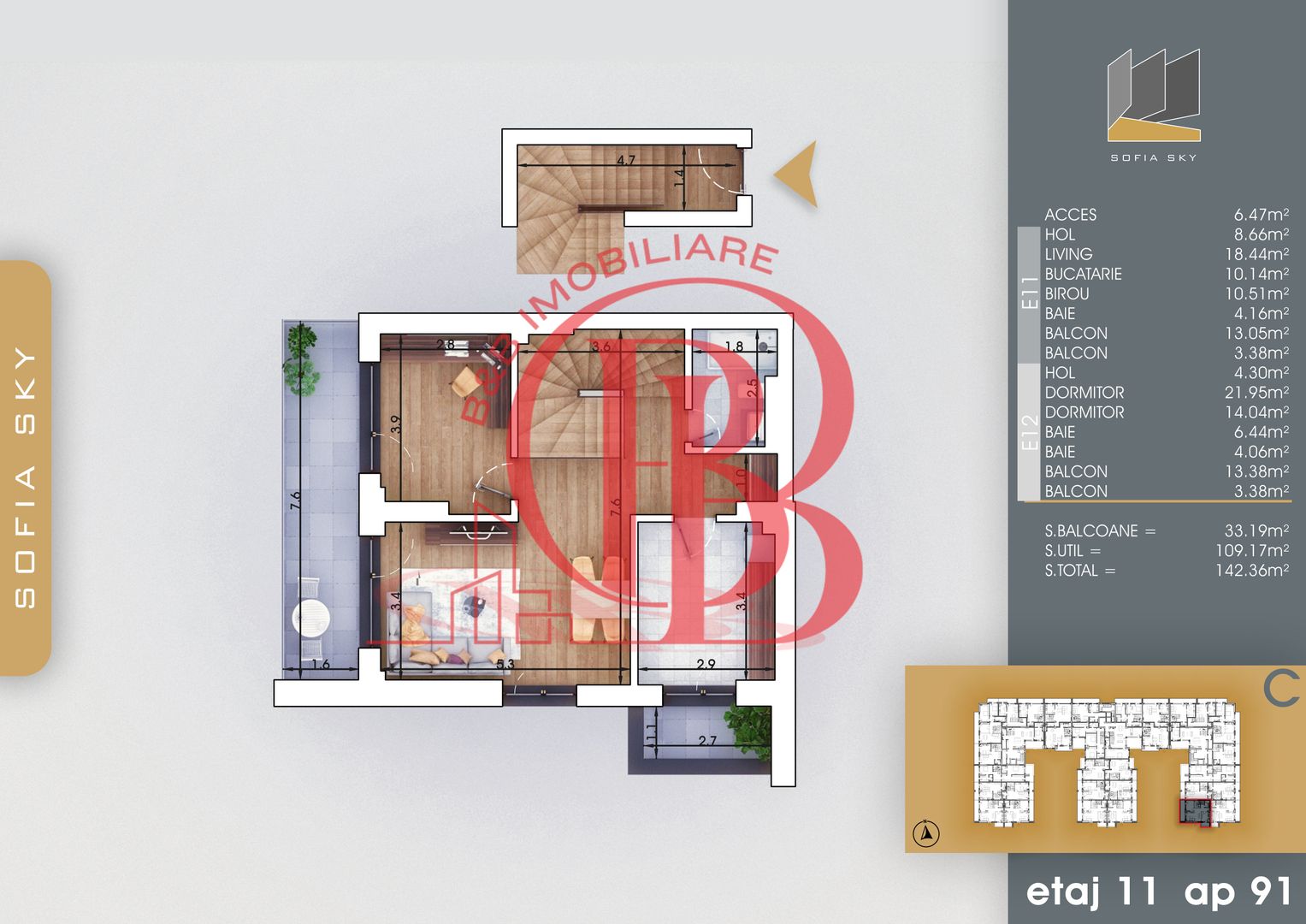 Duplex 3 camere cu 3 bai | Bloc Finalizat langa Metrou Teclu - Schiță 3