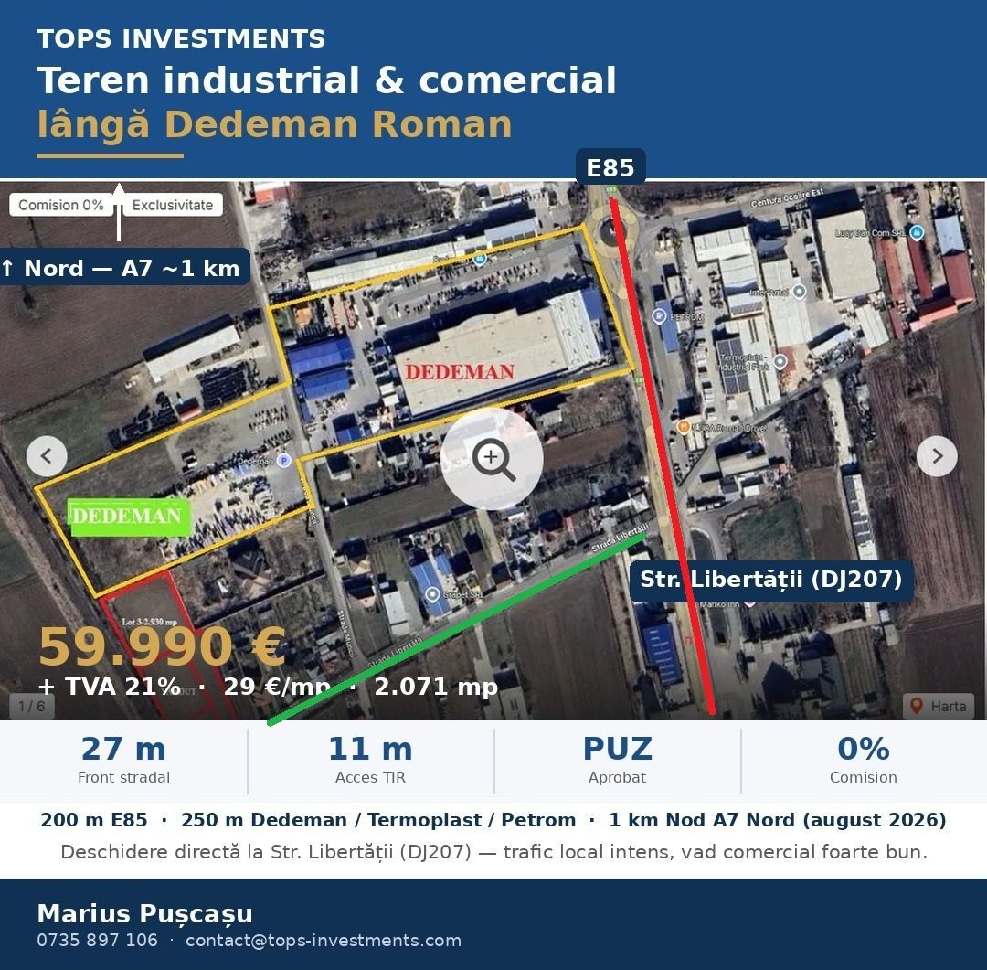 Teren industrial & comercial lângă Dedeman Roman! 📢 - Poză 1
