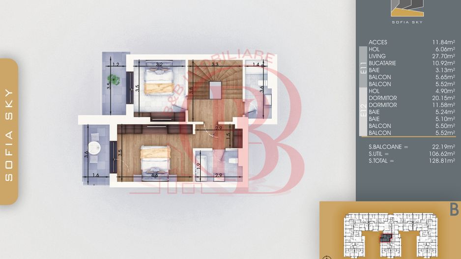 3 camere Duplex Finalizat Parcare Bonus 7min Metrou - Schiță 3