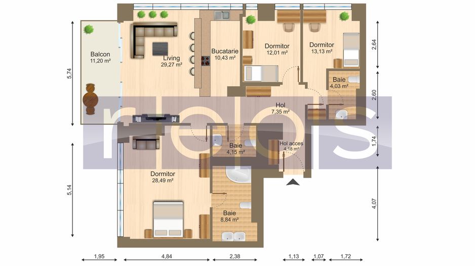 INCHIRIERE 3 CAMERE | ONE ELIADE | MOBILAT SI UTILAT LUX | VEDERE LAC - Poză 18