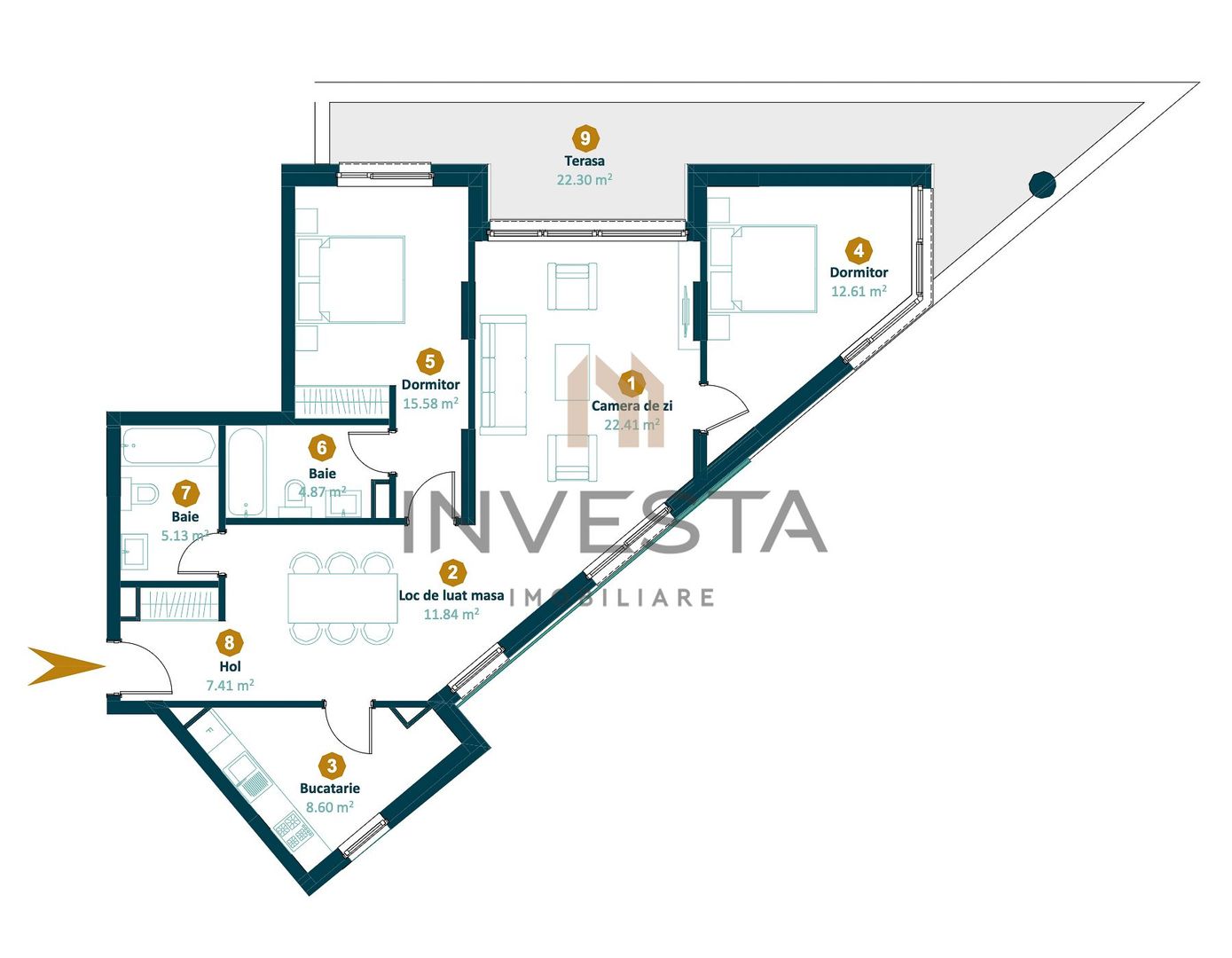 Apartament 3 camere 88 mp cu terasa de 28 mp | Finisat | Intre Lacuri - Schiță 10