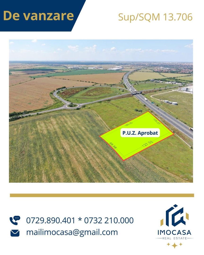 Teren Industial Arad sud, DN69, A1, centura Arad Sud Est, PUZ aprobat - Poză 1