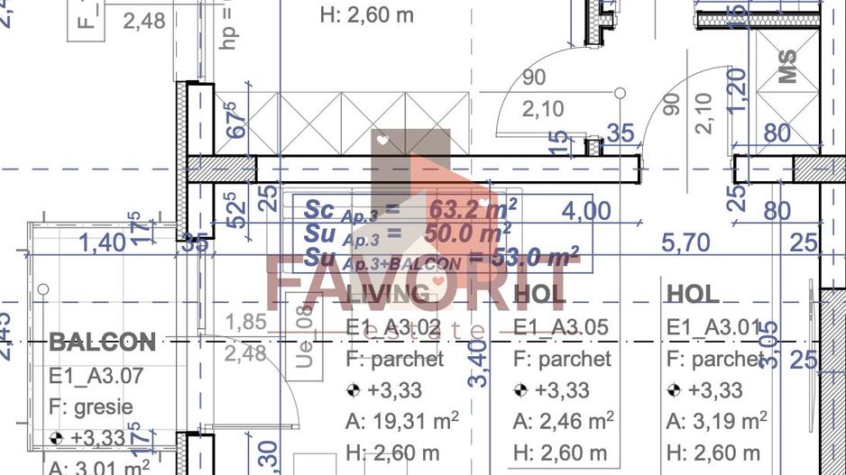 Etaj 1. Langa mijloc de transport. Finisaje la alegere - Schiță 9