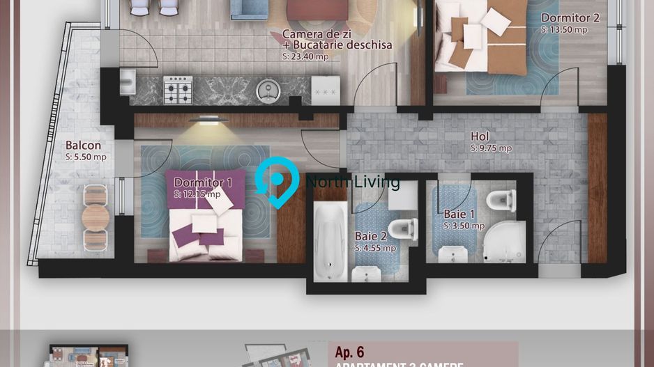 Apartament 3 camere | Proiect boutique | Stefan cel Mare - Poză 3