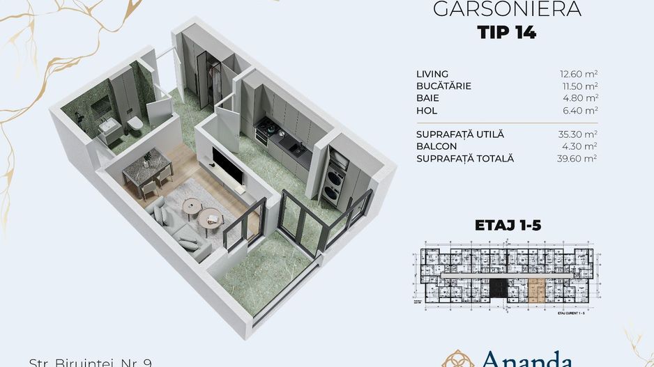 Garsoniera decomandata, buc spațioasă, ideal investitie, direct dezv - Poză 1