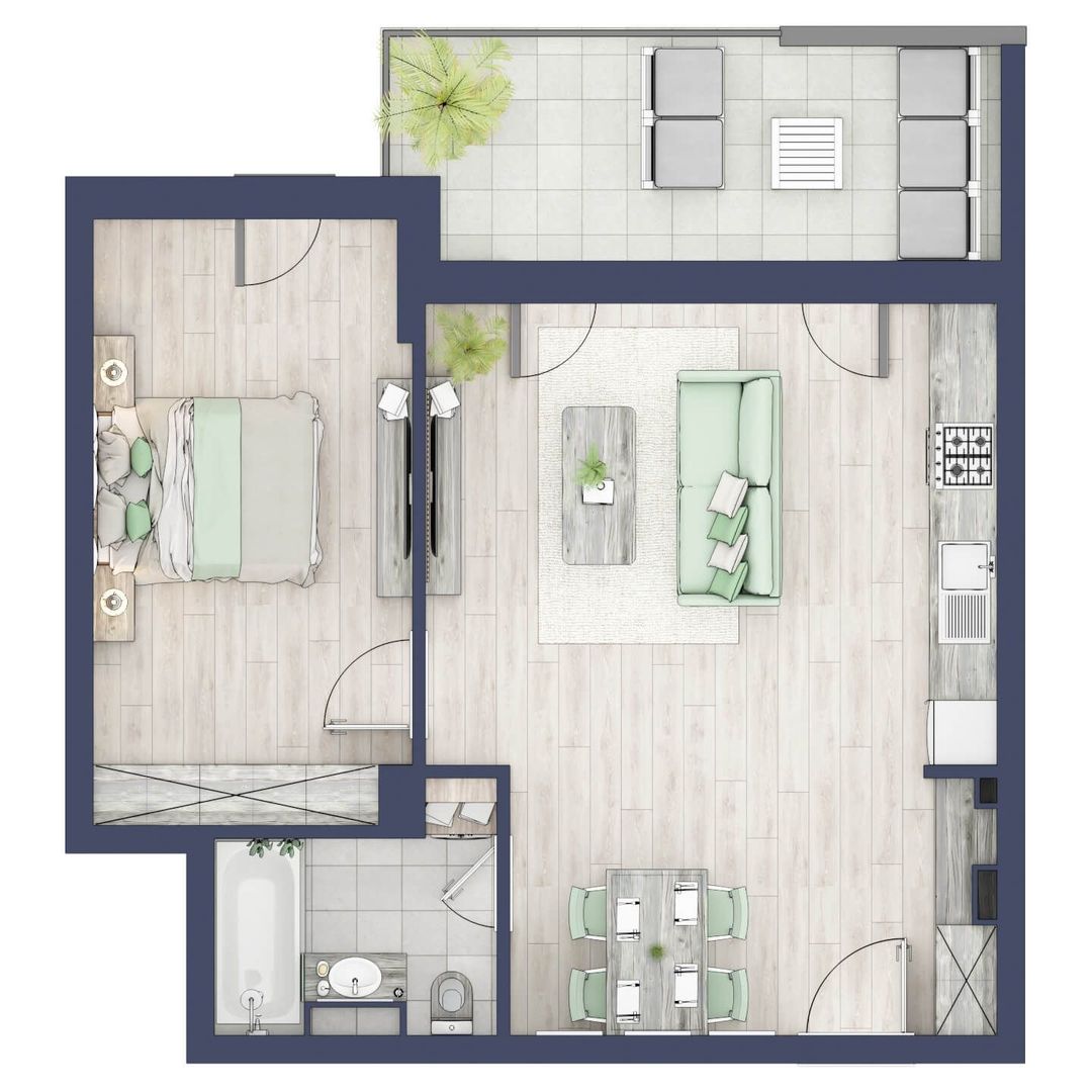 Chirie apartament 2 camere - zona de Vest - 51mp+terasa, Sibiu - Schiță 17