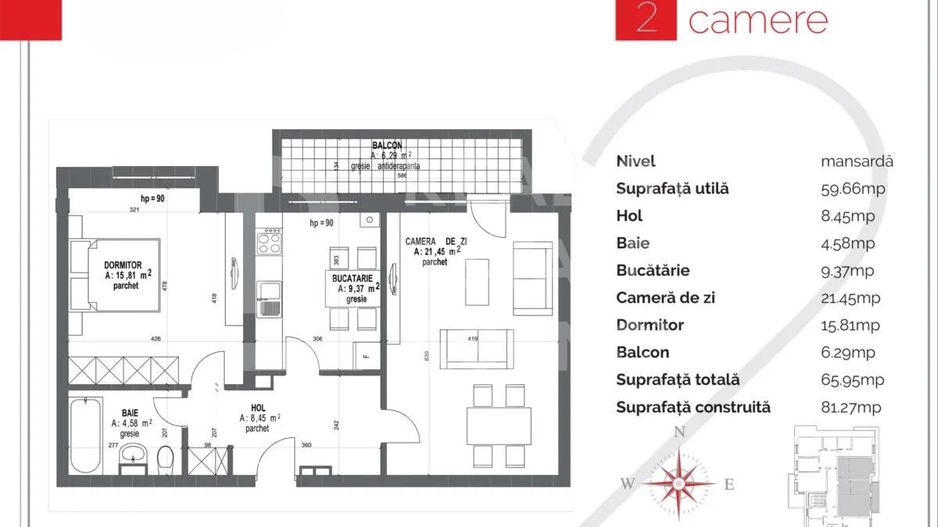 Apartament cu 2 camere, Oportunitate de investiție - Schiță 13