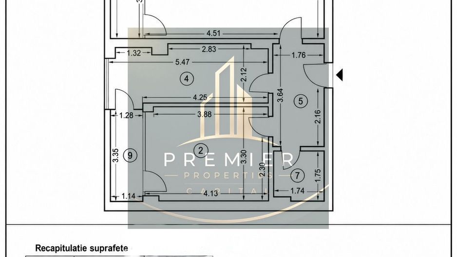 Apartament 3 camere în Atria – mobilat și utilat modern, etaj 1 - Schiță 11