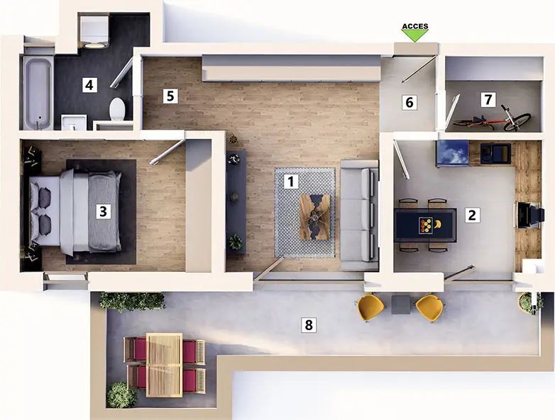 Apartament 2 camere cu loc de parcare inclus - Poză 15