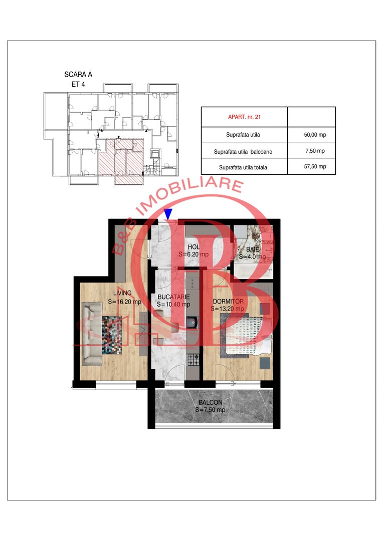 2 camere decomandat   Pallady Metrou Nicolae Teclu - Schiță 17
