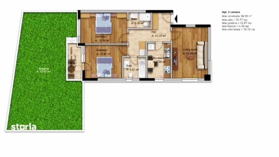 3 camere Fundeni - Dobroesti, 2 gr. sanit., gradina 73mp,bloc 2025! - Poză 1