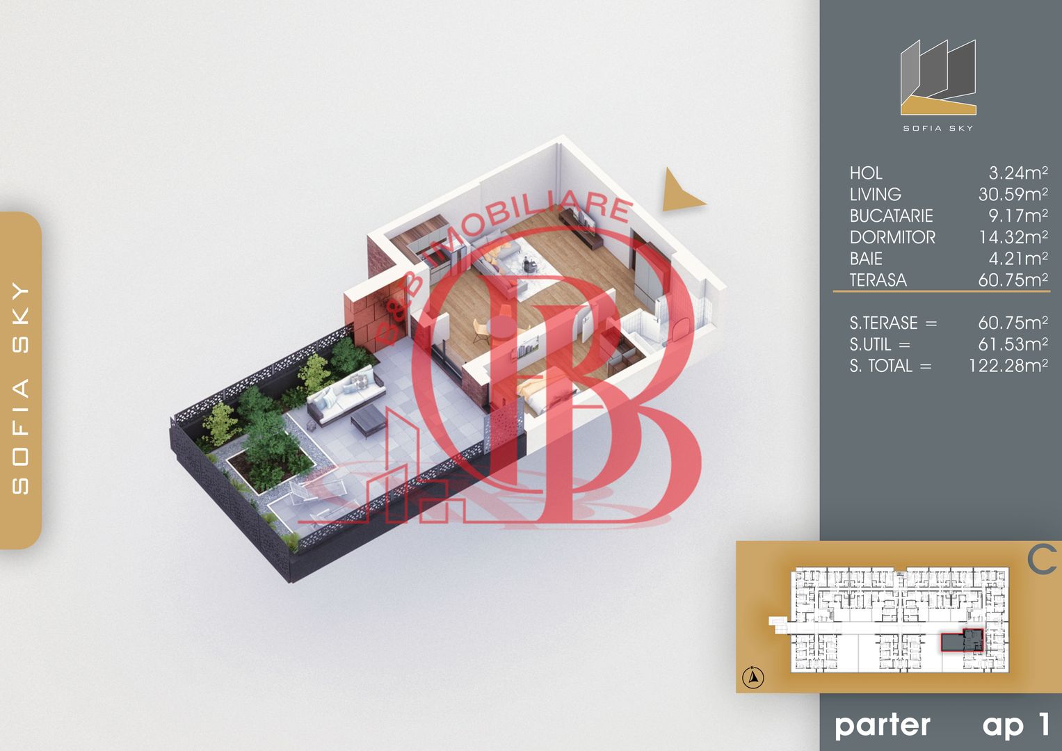 2 camere Terasa 60mp Mutare Rapida-Acte Gata Th. Pallady - Schiță 2