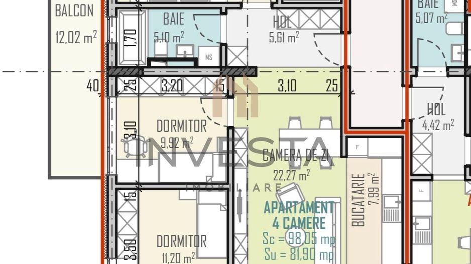Apartament cu 4 camere într-un proiect exclusivist NOU - Calea Turzii - Schiță 2