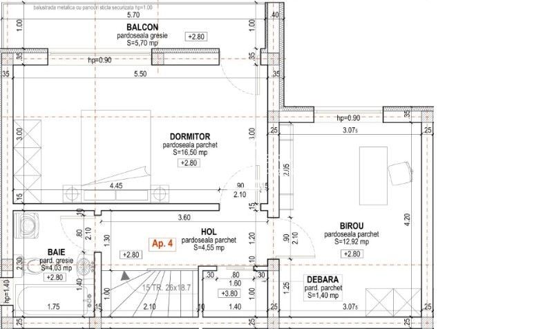 Casă modernă tip quadruplex, 83 mp utili,  curte 170 mp – Cartierul Arhitectilor - Schiță 13