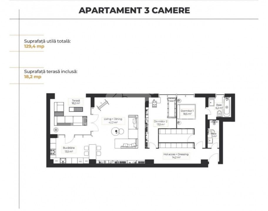 Apartament 3 camere Floreasca | Terasa  | Stil industrial - Poză 9