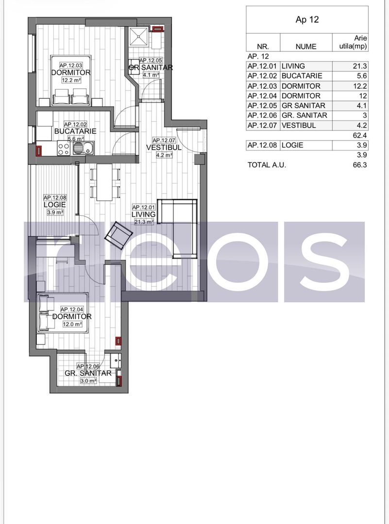 VANZARE APARTAMENT 3 CAMERE | LIZEANU | BLOC NOU | PARCARE | TERASA - Schiță 27