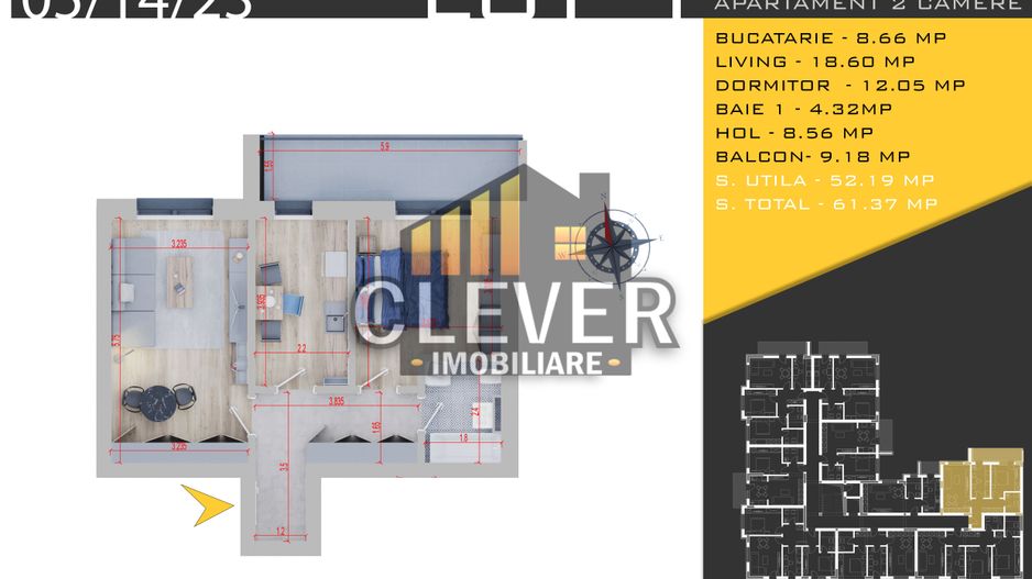 Apartament 2 camere mobilat partial decomandat Finalizat Theodor Pallady - Poză 9