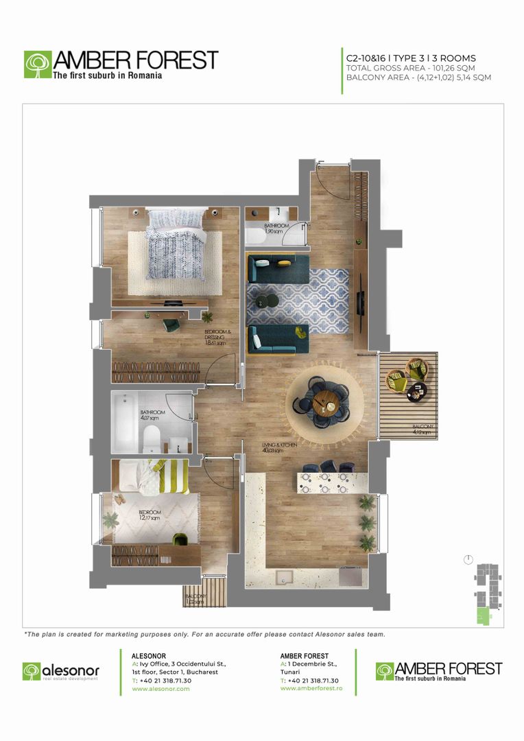 Apartament de 3 camere in Amber Forest - Poză 1