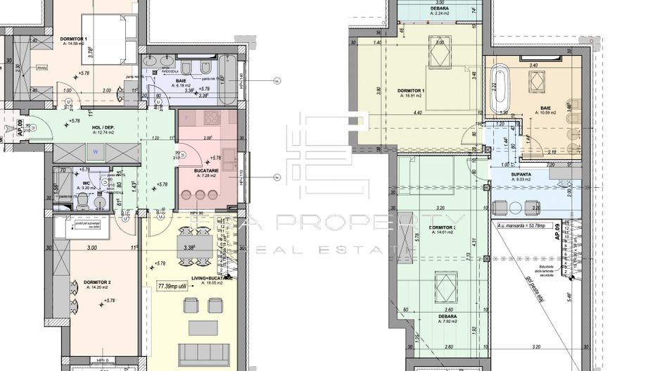 Penthouse 5 camere-139mp- terasa 15.44 mp-orientare sucdica- DaVinci Homes - Schiță 17