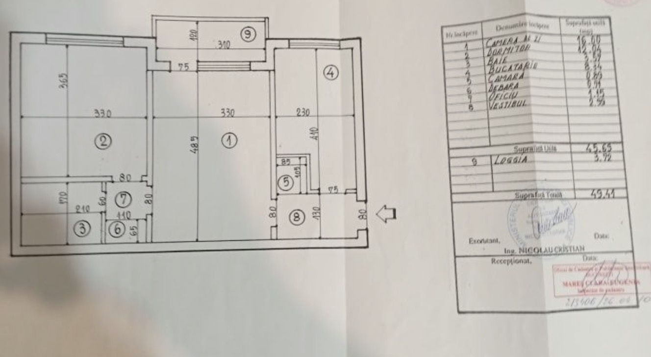 Apartament 2 camere bloc anvelopat Veteranilor, Lujerului - Schiță 1