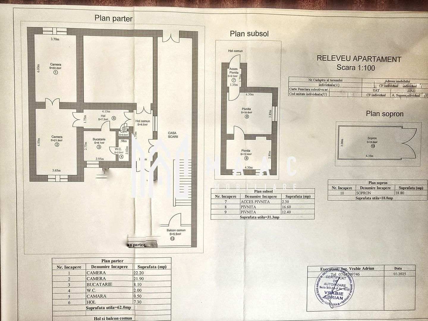 Apartament 2 camere garaj pivnita 31mp  zona Andrei Saguna - Schiță 5