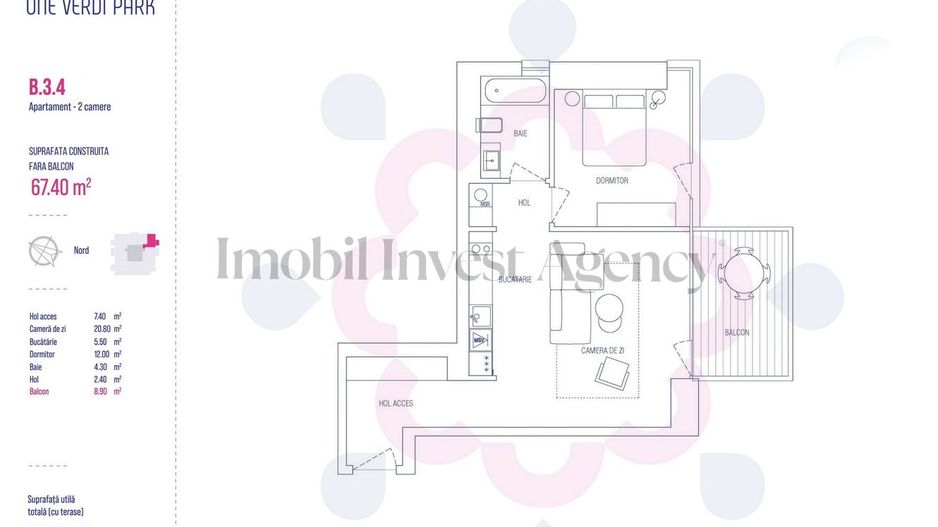 Apartament 2 camere de vanzare One Verdi Park - Schiță 10