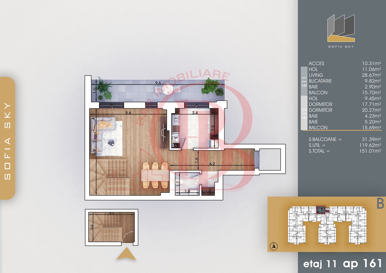 3 camere tip Duplex Living Generos Mutare Rapida 7min metrou - Schiță 4