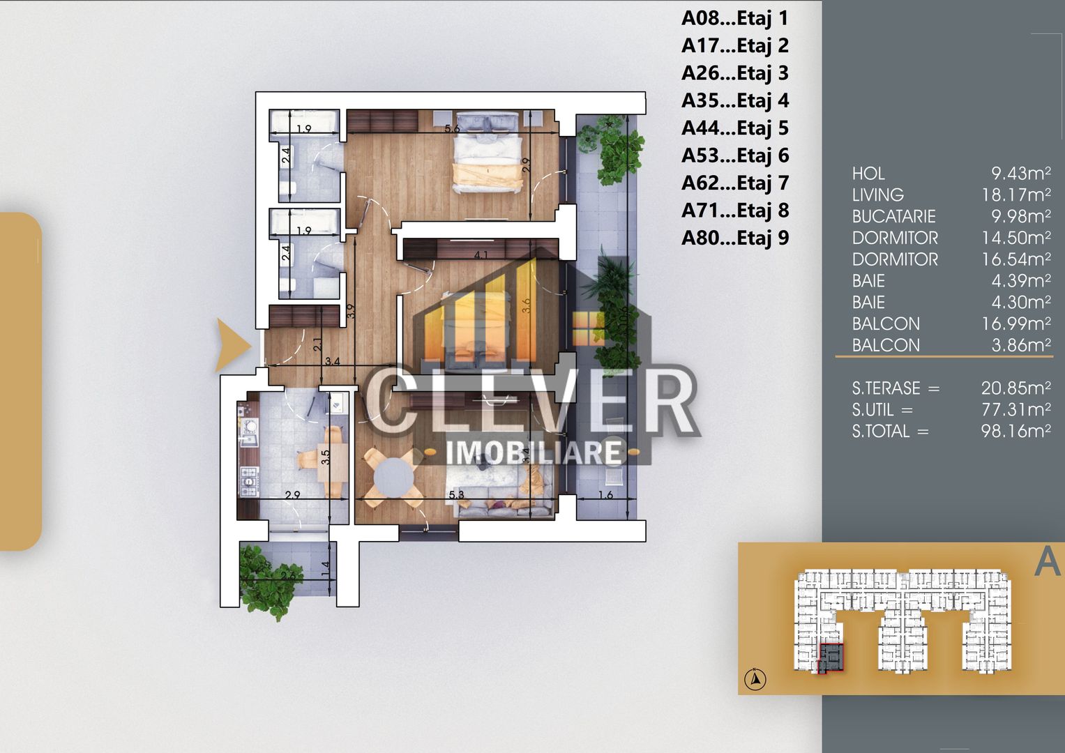 3 camere modern, 2 băi | Acces rapid metrou Nicolae Teclu - Schiță 6