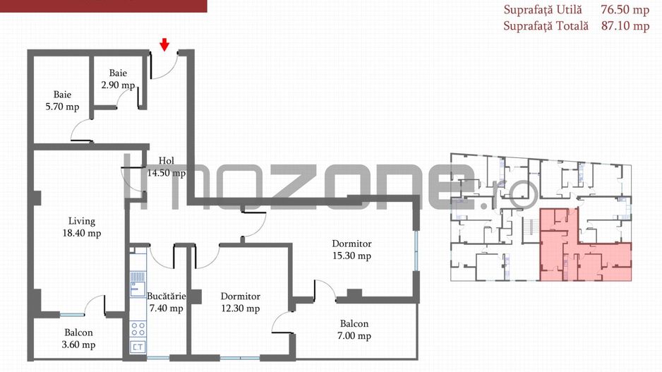 3 Camere, 86 mp, decomandat, 2 balcoane, zona de case, Militari-Margelelor - Schiță 3