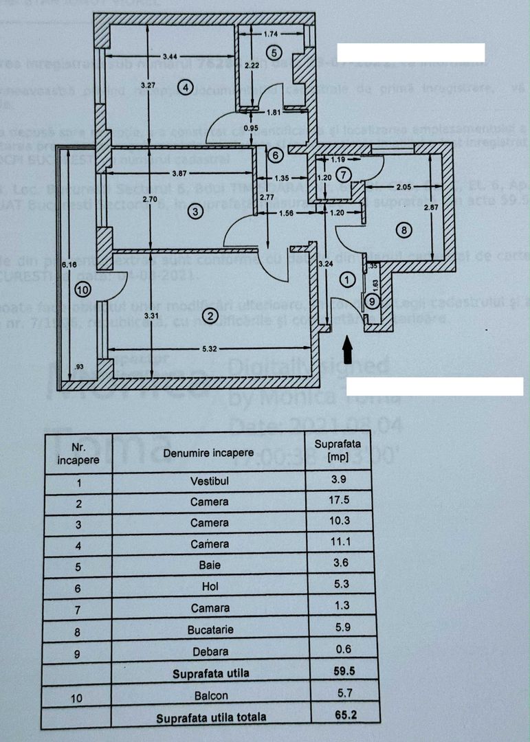 Apartament 3 camere bloc anvelopat Romancierilor, Drumul Taberei - Schiță 7