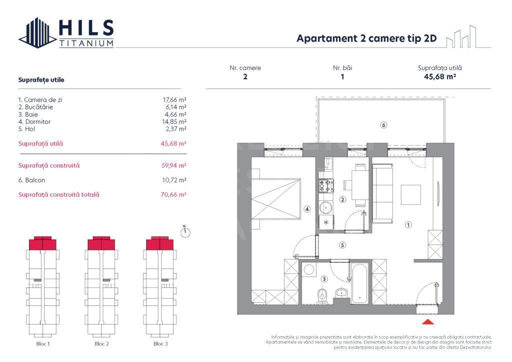 Vânzare, apartament, 2 camere tip 2D, HILS Titanium, București - Poză 11