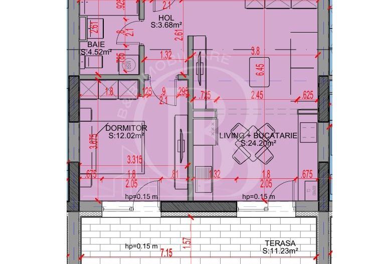 Apartament 2 camere Loc Parcare Bonus Th. Pallady 5 min STB - Schiță 2