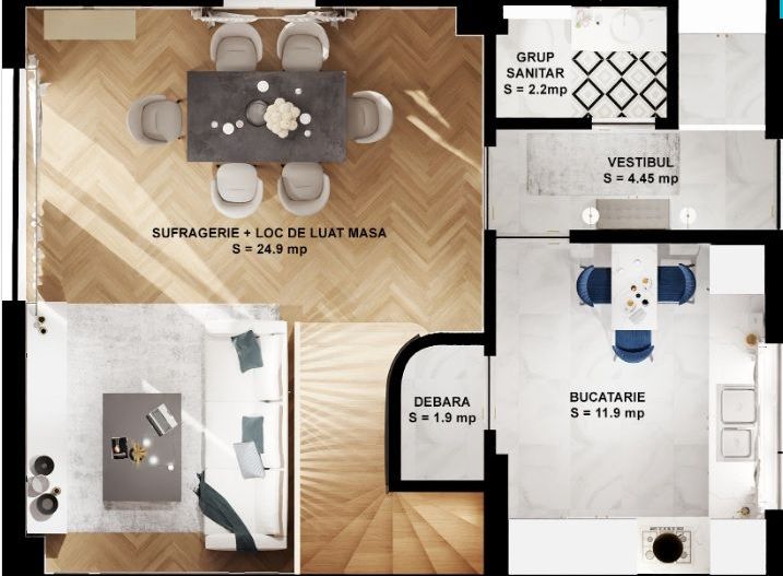 Casă P+1+M de vânzare în Otopeni–Tunari | Ansamblu nou, 3 dormitoare, mobilată - Schiță 11