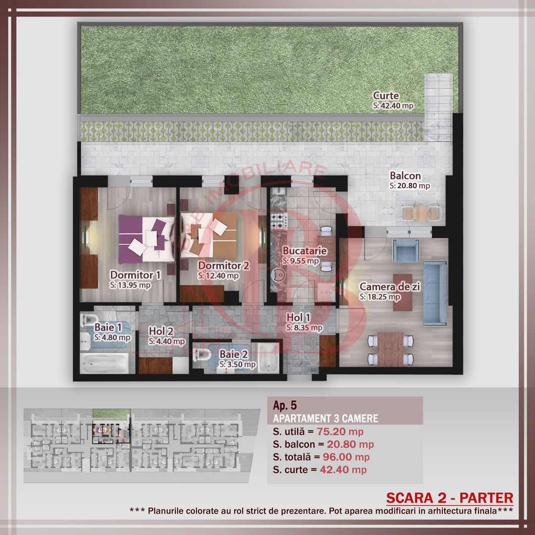 3 camere cu gradina -Incalzire in Pardoseala-Metrou Teclu - Schiță 9