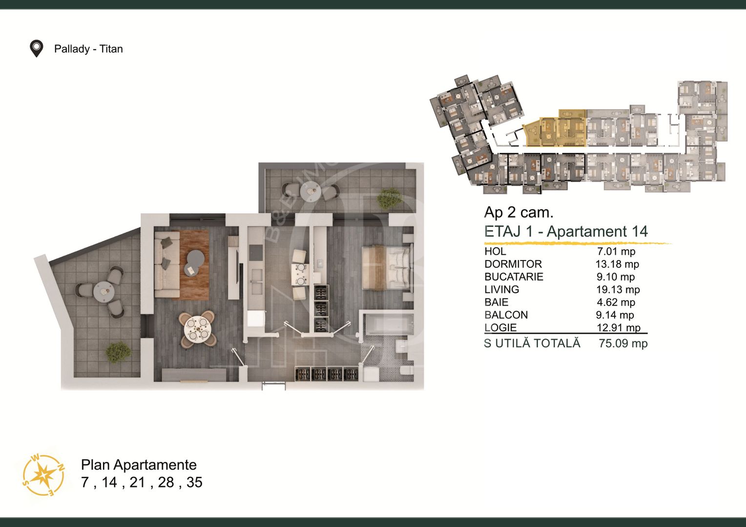 Th. Pallady-Apartament 2 camere cu Loc de parcare Gratuit - Schiță 3